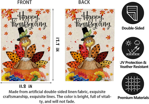Happy Thanksgiving Garden Flags 12.5 x 18 Inch, Be Thankful Thanksgiving Flag Double Sided Decorative Turkey Fall Garden Flag for Thanksgiving Day...