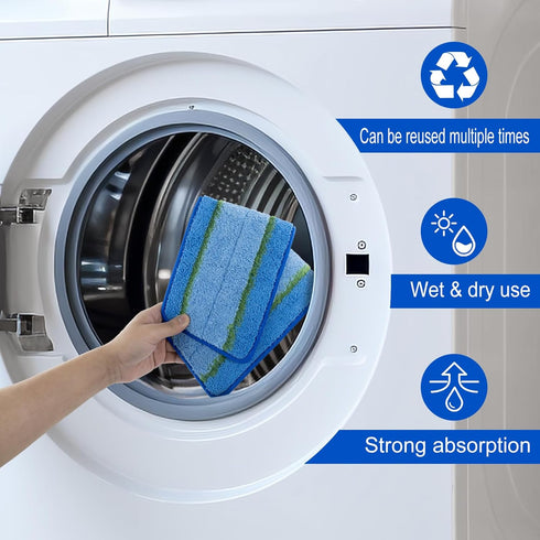 8 Pack Upgrade Mop Head Replacement for Libman Freedom Spray Mop, Microfiber Reusable & Washable Wet Floor Cleaning Mop Pads?Blue)...
