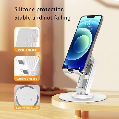 360°Rotating Cell Phone Stand for Desk, Portable & Foldable Phone Holder for Office & Home, Angle & Height Adjustable Tablet Stand for All Mobile ...