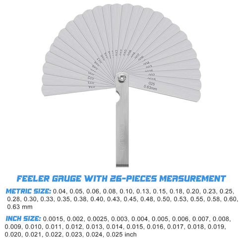 Weewooday 3 Pieces Stainless Steel Feeler Gauge Dual Marked Metric Offset Valve Thickness Gauge 32-Pieces/ 26-Pieces/ 16-Pieces Feeler Gauge for M...