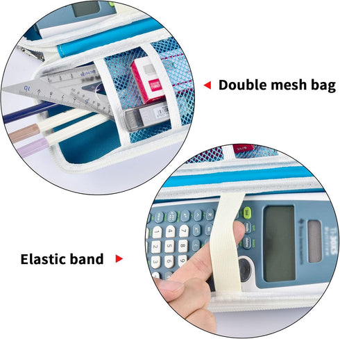 Case Compatible with Texas Instruments TI-30XS for MultiView Scientific Calculator, Storage Holder Carrying Organizer Bag with Mesh Pocket for Pen...
