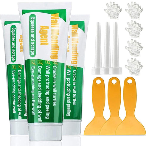 3 Pcs Wall Mending Agent Wall Repair Cream,Safe Mend Wall Repair Kit, Drywall Repair Kit with 3 Scraper,Quick Easy Solution to Fill The Holes and ...