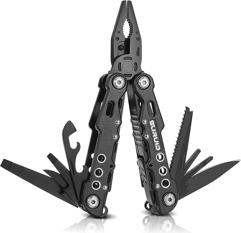 Multitool Pliers Portable Pocket Knife Camping Tool Gifts for Men 12 in 1 Multi Tool with Safety Lock Screwdrivers Saw Bottle Opener Durable Sheat...