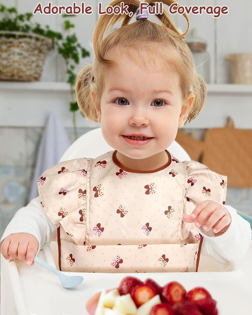 Lictin Baby Bibs for Girls Waterproof - 3 Pack Mess Proof Bib, Oil-proof Toddler Feeding Bib with Adjustable Closure, Baby Bibs for Eating 6-36 Mo...
