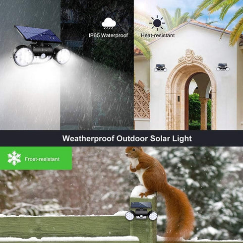 Solar Lights Outdoor, Motion Sensor Security Lights Solar Wall Lights with Dual Head Spotlights LED Waterproof 360° Adjustable Solar Motion Lights...