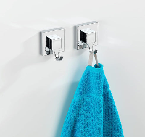 Wenko "Quadro Wall Hooks with Vacuum-Loc, Silver, 2-Piece...