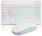Ultra-Slim Bluetooth Keyboard and Mouse Portable Mini Wireless Keyboard Rechargeable 7-Color Backlit for Apple iPad iPhone Samsung Tablet iPhone S...