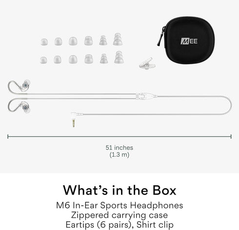 MEE audio M6 Sport Wired Earbuds, Noise Isolating In Ear Headphones, Sweatproof Earphones for Running/Gym/Workouts with Dynamic Enhanced Bass Soun...