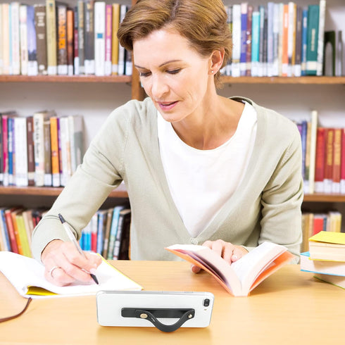 Weewooday 6 Pieces Phone Grip Holder Cell Phone Grip Strap Telescopic Finger Strap Stand Universal Finger Kickstand for Most Smartphones(Black, Pi...