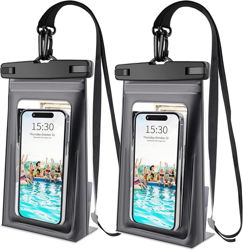 2 Pcs Large Waterproof Phone Pouch, Floating Waterproof Phone Case for iPhone 15 14 Pro Max 13 Plus 12 11 Samsung Up to 7.2'', Water Proof Protect...
