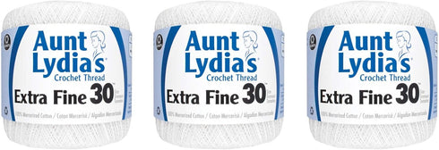 Aunt Lydia Extra Fine Crochet - 3 Pack of 500y/457m - White...