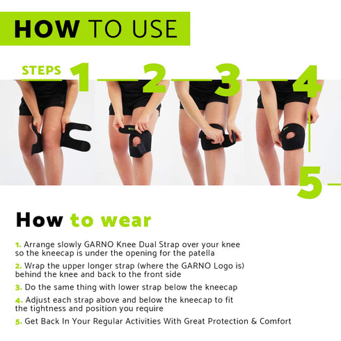 GARNO Knee Brace for Men and Women, Adjustable Neoprene Stabilizer for Meniscus Tear, Arthritis, Tendonitis, MCL, ACL, Pain Relief & Recovery, Ten...