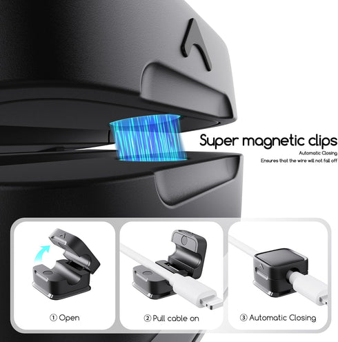 Cord Organizer Holder, 12 Pack Magnetic Desk Cable Clips Management, Phone Charging Cable Keeper, Strong Adhesive Wire Charger Holder for Nightsta...
