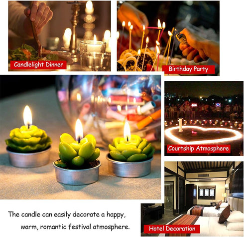 Swpeet 12Pcs Decorative Succulent Cactus Tealight Candles Kit, Cute Smokeless Succulent Plants Perfect for Candles Festival Wedding Props and Hous...