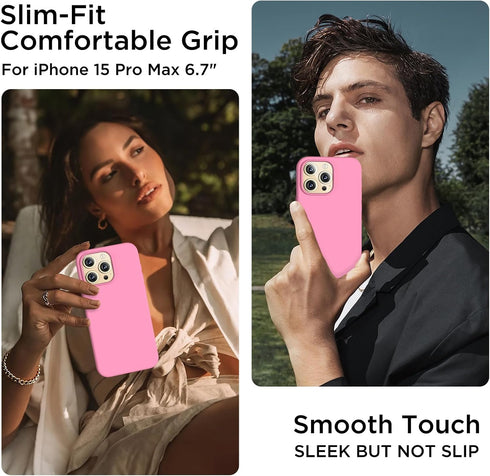 Compatible with iPhone 15 Pro Max Case, Liquid Silicone Case, Full Body Shockproof Protective Cover Slim Thin Phone Case with Soft Anti-Scratch Mi...