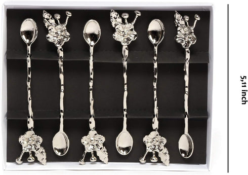 Alisveristime Traditional Ottoman Motif Tea Spoons - Decorative Stirring, Sugar, Tea Spoons (Set of 6) (Beach Rose) (Silver)...
