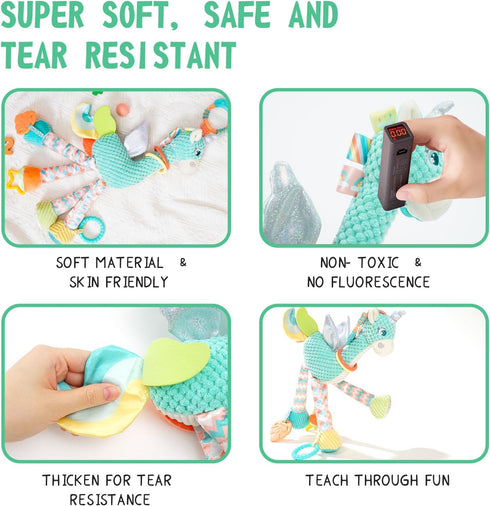 Koty Baby Hanging Toys, Plush Animals Baby Rattle Crinkle Squeaky Toys, Car Seat Stroller Mobile Toys for 0 3 6 9 12 Months, Sensory Learning Toys...