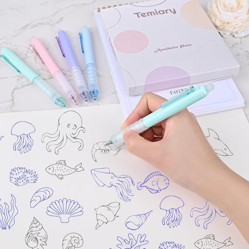8Pcs Retractable Erasable Gel Pens, Make Mistakes Disappear, Blue & Black Ink Pen for Drawing Writing Planner and Crossword Puzzles, No Smudge on ...