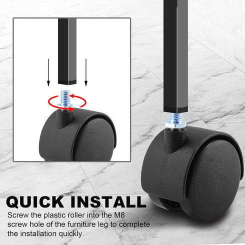 4Pcs 2 Inch Plastic Caster Wheel, Black M8 x 13mm(Around 5/16"x 1/2") Swivel Stem Caster Wheel Workbench Caster for Cart, Furniture Wheels...
