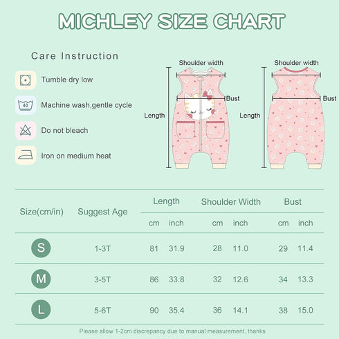 MICHLEY Unisex Baby Wearable Blanket Autumn Winter Toddler Sleeveless Sleeping Bag with Feet,Cat,1-3T...