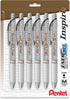 Pentel® EnerGel™ Inspire Pens, Medium Point, 0.7 mm, White Barrel, Black Ink, Pack Of 6 Pens...