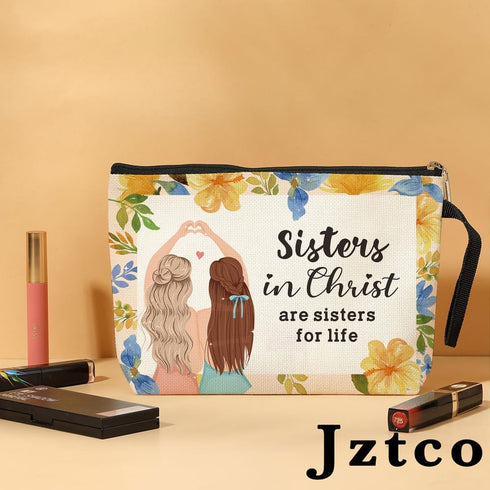Sister Gifts Inspirational Christian Gifts for Women Her Makeup Bag, Religious Gifts Makeup Zipper Pouch Bag Bible Verse Cosmetic Bag Scripture Ch...