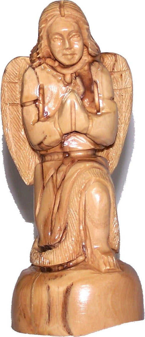 Holy Land Market Small Praying Kneeling Angel - Carved in Olive Wood (13.5cm or 5.4 Inches)...