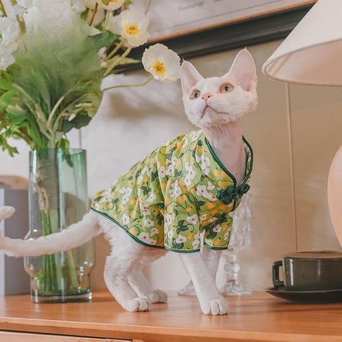 Traditional Culture Sphynx Hairless Cat Cotton T-Shirts Cat Clothes Pet Sweater Cat Vest Pet Clothes Kitten Shirts Cats & Small Dogs Apparel (Whit...