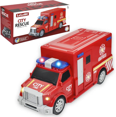 Fire Truck Toy for 3-8 Year Old Boys Girls, LED Music Electric Universal Wheel Fire Truck Toys, Toddlers and Kids Fire Truck Toys Gifts, Red, CDDZ...