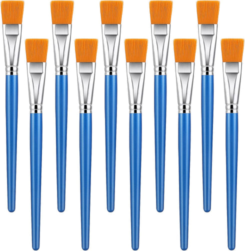 10 Pcs Flat Paint Brushes for Acrylic Painting, 1 Inch Art Paint Brushes Artist Painting Brush for Acrylic Watercolor Oil Detail Painting...