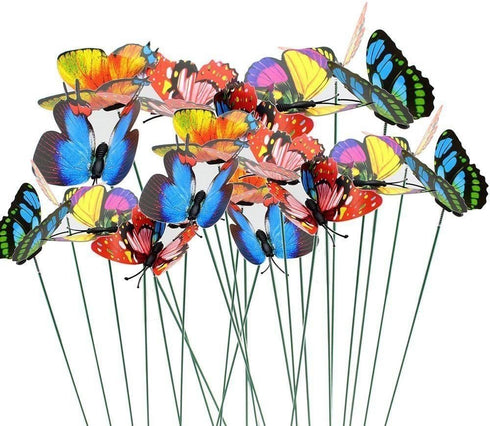 Butterfly Stakes 50pcs Decorative Garden Waterproof Small Butterfly Decor Garden for Plants Flower Beds Plant Pots...