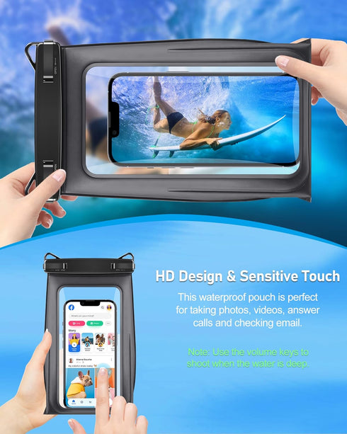 Large Waterproof Phone Pouch Universal Phone Waterproof Case for Phone IPX8 Water Proof Dry Bag with Wide Lanyard Large Capacity Waterproof Bag fo...