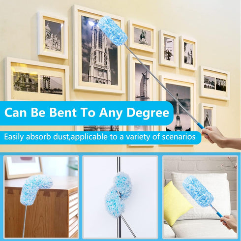4 pcs Extendable and Washable Microfibre Feather Duster,13" to 30" Reachable, Microfibre Cleaning Tool, Small Dusters for Cleaning Office, Car, Co...