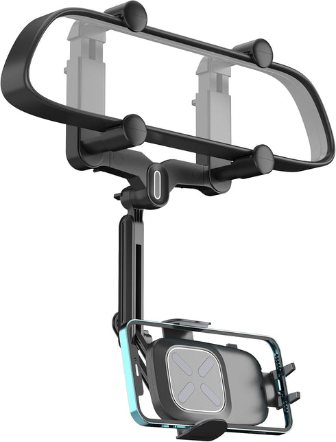 Rearview Mirror Phone Holder, 2024 Upgraded 360° Rotating Rear View Mount with Adjustable Arm Length, Multifunctional Universal Car All 4-7 Inch M...