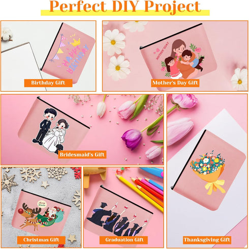 2pcs Makeup Bag With Zipper Large Capacity Travel Cosmetic Bag Multi Purpose Oxford Fabric Zipper Bags DIY Craft Bag Makeup Pouch for Cosmetics St...