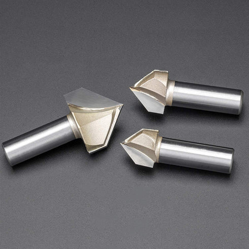 V Groove Router Bit 90 Degree Double Flute Chamfer and Bevel Bit Carbide Tipped Woodworking Tool Engraving Router Bit 7/8" Dia x 1/2 Inch Shank...