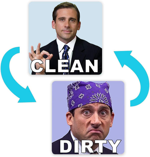 Michael Scott Prison Mike Dishwasher Magnet Clean Dirty Sign Sticker Strongest Magnet Double Sided Flip with Metal Magnetic Plate Universal Kitche...