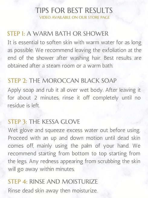 Exfoliating Glove Kessa Mitt Body Scrubber - Dead Skin Remover Shower Glove for Dead Skin Scrubbing and Deep Pore Cleansing - by MoroccanSource (1...