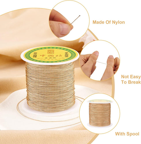 Pandahall 150 Yards Nylon Beading Cord 0.5mm Braided Nylon Thread String Chinese Knotting Cord with Plastic Spool for DIY Craft Jewelry Making (Bu...