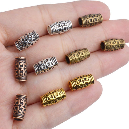 BronaGrand 60pcs Column Spacer Beads Large Hole Beads Charms Hollow Tube Bead for DIY Necklace Bracelets...