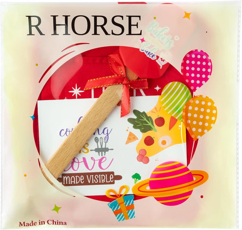 Baking Gift Pot Holder Set - R HORSE 3Pcs Red Baking Pot Holder with Silicone Spatula Greeting Card Heat Resistant Oven Mitts Kitchen Baking Gift ...