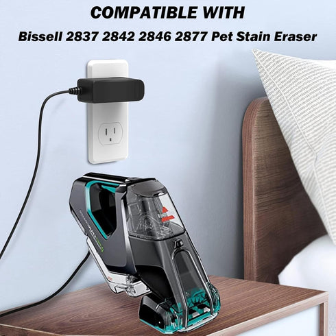 for Bissell Pet Stain Eraser 2837 2842 2846 2877 Charger for Bissell 1624554 Cordless Vacuum Cleaner Power Cord AC DC Adapter Supply...