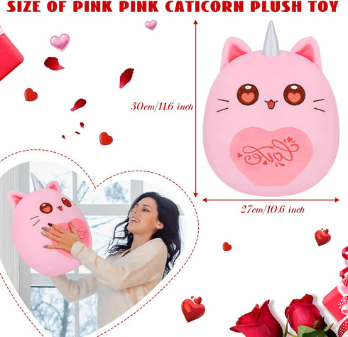 Auspicious beginning Unicorn Cat Plush Toys- 11" Caticorn Plush Toy Stuffed Animals, Pink Cat Plushie, Cute Cat Plushie Toy, Kawaii Plushies Room ...