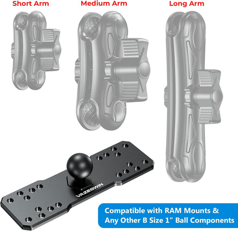 1" Ball Aluminum Alloy Fish Finder Mounting Plate, Universal Marine Electronic Mount Plate for Garmin, Lowrance, Humminbird, Raymarine, for RAM Mo...