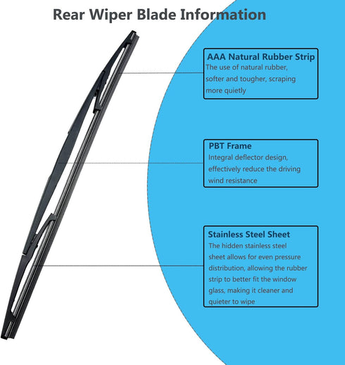Rear Window Wiper Arm & Blade Replacement for Honda Odyssey 2005-2010 Rear Windshield Wiper Arm & Blade, Factory OE Style Rear Window Wiper Arm Bl...