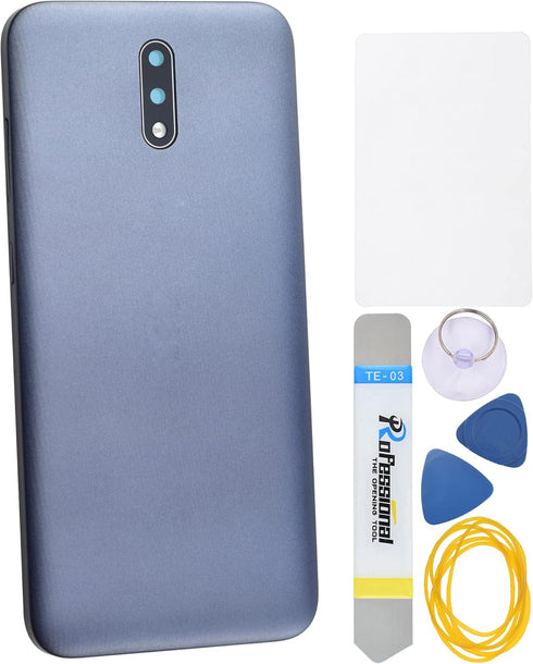 Grey Plastic Back Panel Cover Replacement for Nokia 2.3 with Volume Button Power Button Rear Camera Frame Rear Camera's Lens and Installation Inst...