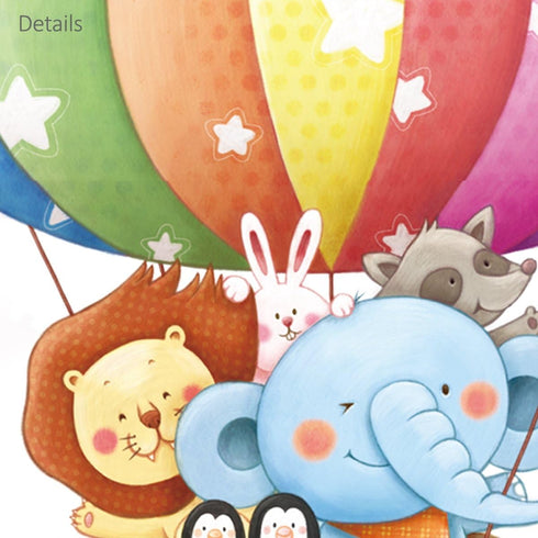 DECOWALL BS-1606 Animal Hot Air Balloon Height Growth Chart Kids Wall Stickers Wall Decals Peel and Stick Removable Wall Stickers for Kids Nursery...