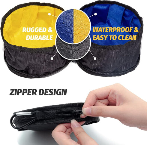 Travel Dog Bowls(67oz), 2 in 1 Collapsible Portable Dog Water Food Double Bowls Outdoor Feeding Foldable Dog Bowl for Pets Traveling Camping Walki...