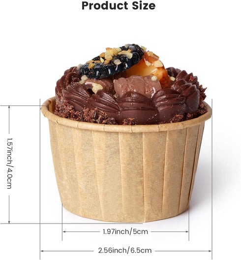 Parchment Brown Cupcake Liners 100pcs Standard Size, Muffin Baking Wrapping Packaging Cups,Holders Paper, Heavy Duty Greaseproof Wrappers for Wedd...