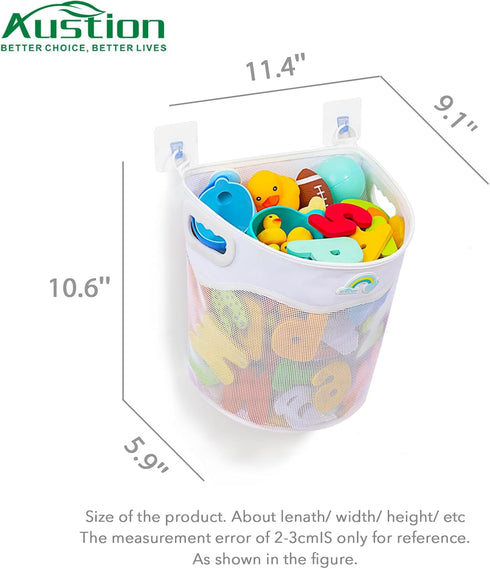 Quick-Fetch Way Mesh Bath Toy Holder, Wide Opening and Large Capacity Bath Toy Storage for Quick Access to Toys, Space-Saving Wall-Mounted Bath To...
